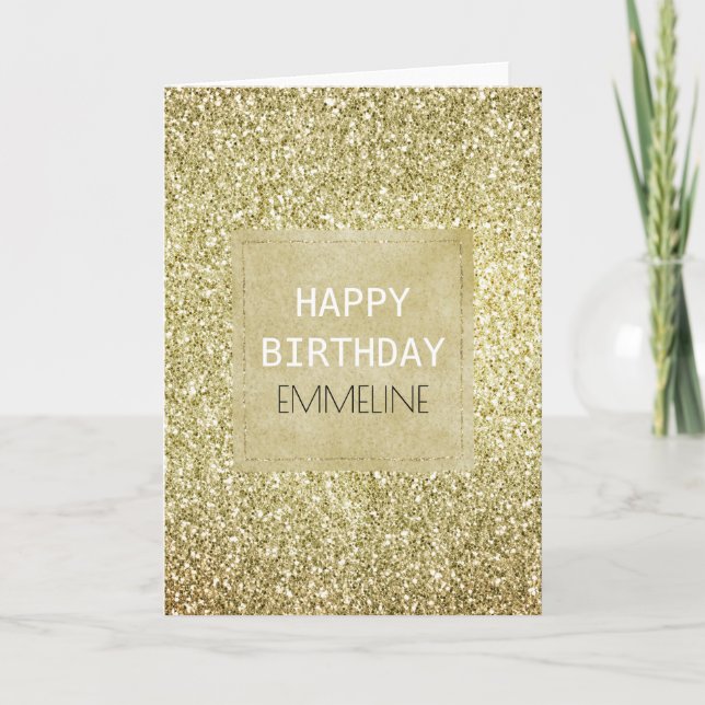 Carte Jolie Parties scintillant dorée Anniversaire (Devant)
