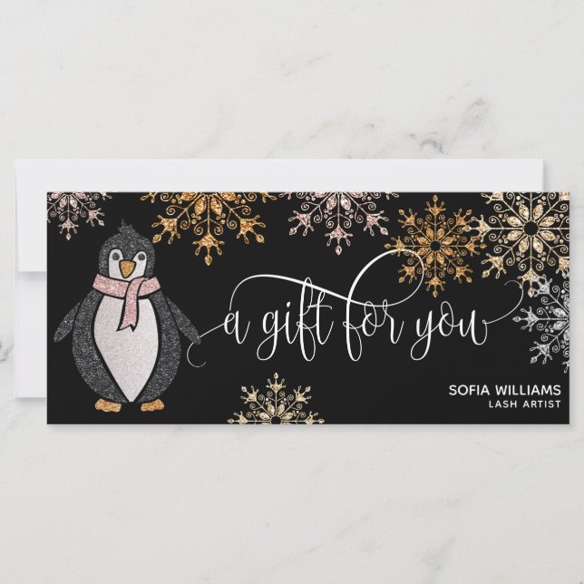 Carte Jolie Parties scintillant Noël Flammes de neige Pe (Devant)