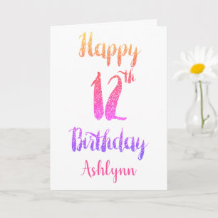 Carte Jolie Parties scintillant rose pourpre 12e anniver