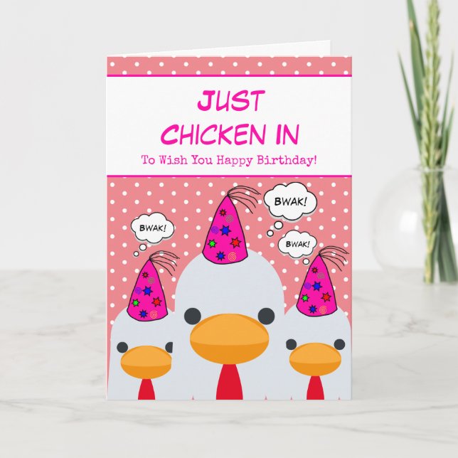 Carte Jolie Pêche Drôle Juste Poulet Dans Joyeux Anniver (Devant)