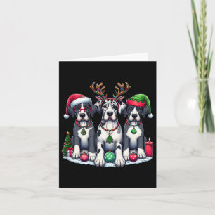 Carte Jolie Père Noël Reindeer Elf Great Dane Christmas