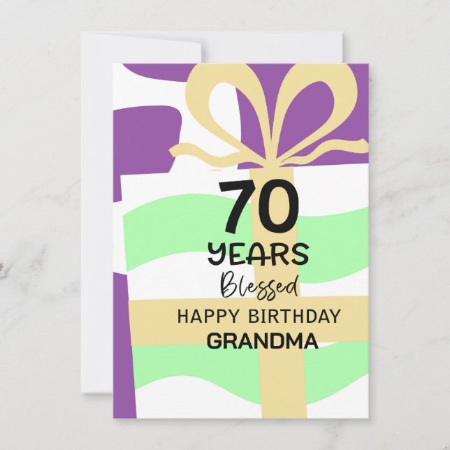 Carte Jolie personnalisation 70e anniversaire grand-mère (Devant)