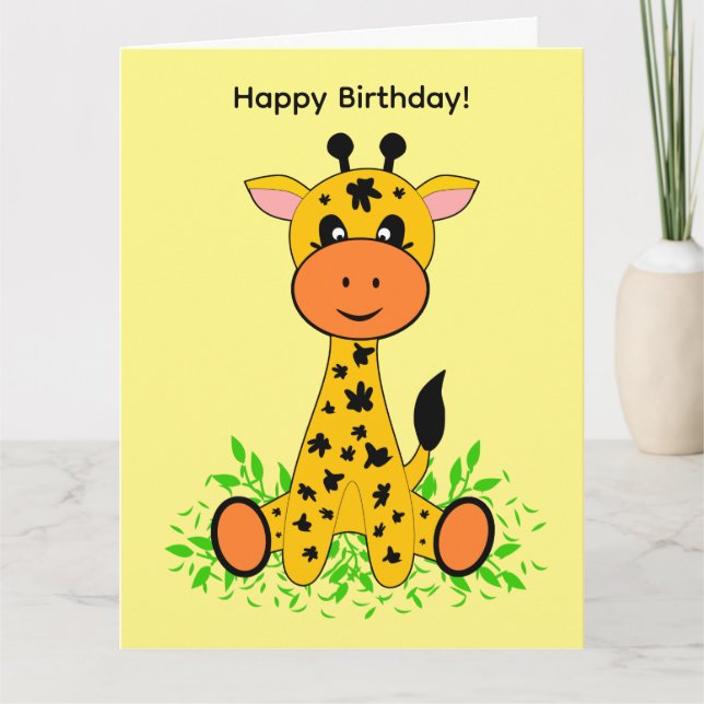 Carte Jolie petite girafe pour anniversaire (Devant)