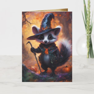 Carte Jolie Petite Sorcière De Skunk, Bonne Halloween
