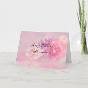 Carte Jolie photo d'anniversaire aux oeillets roses et b