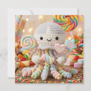 Carte Jolie pieuvre au crochet Candy Land esthétique