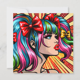 Carte Jolie Pop Art Comic Girl with Bows