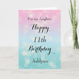 Carte Jolie rose et bleu 11e anniversaire nom fille