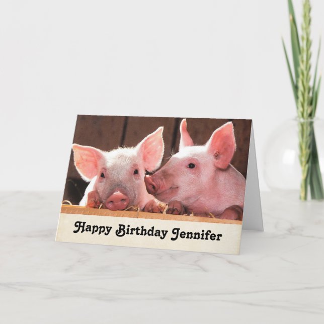 Carte Jolie rose Piglets photo animal Anniversaire (Devant)