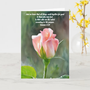 Carte Jolie rose rose Bud Bible Verse Art Note Card