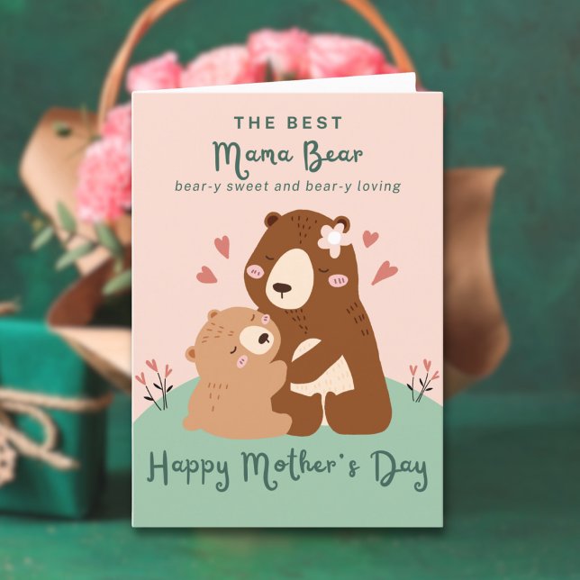 Carte Jolie Rose rose Meilleure Mama Bear Mothers Day (Créateur téléchargé)