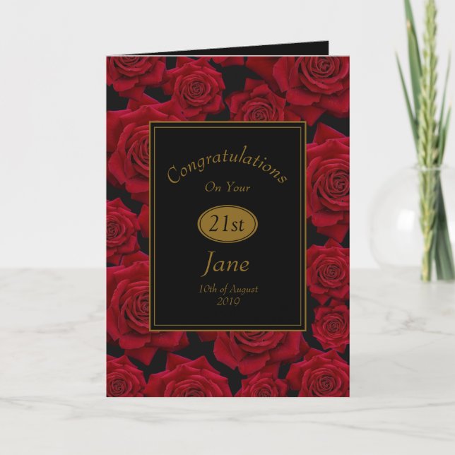 Carte Jolie Rose Rouge Félicitations Anniversaire (Devant)