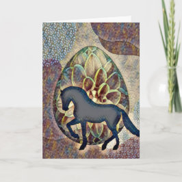 Carte Jolie Silhouette Cheval et Oeufs de Pâques Pâques