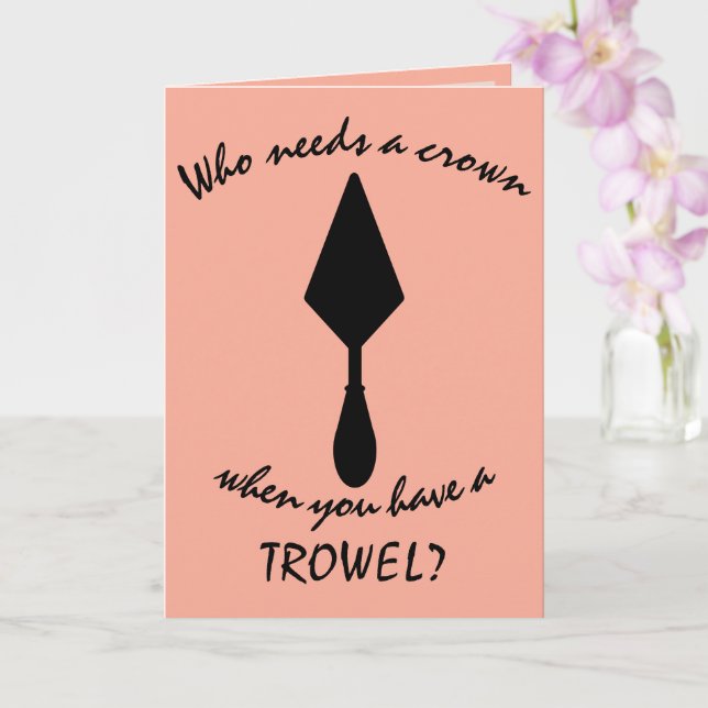 Carte Jolie Trowel archéologue rose et noir (Orchidée)