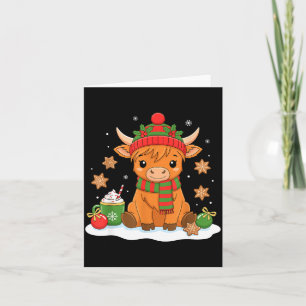 Carte Jolie vache Highland Noël amoureux Xmas femmes fer