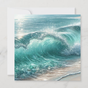 Carte Jolie vague bleue avec des étincelles