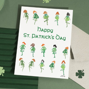 Carte Jolies danseuses irlandaises dessinées à la main p