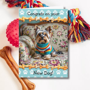 Carte Jolies Félicitations pour votre nouveau chien York