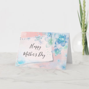 Carte Jolies fleurs bleues pour la fête des mères roses
