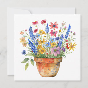 Carte Jolies fleurs fantaisistes dans un pot Pensée pour