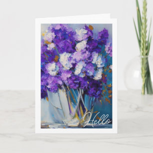 Carte Jolies Fleurs Violettes Vintage Bonjour
