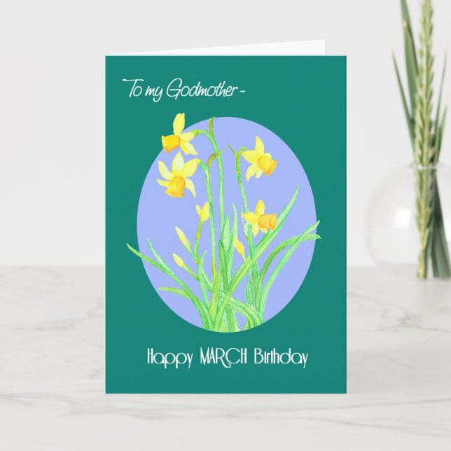 Carte Jolies jonquilles Mars Anniversaire pour Godmère (Devant)