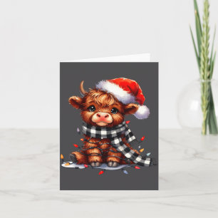 Carte Jolies lumières de Noël de vache des Highlands Cha
