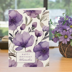 Carte Jolies Pensées Violettes Personnalisées Anniversai