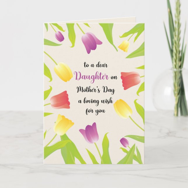 Carte Jolies Tulipes Fête des mères de la fille (Devant)