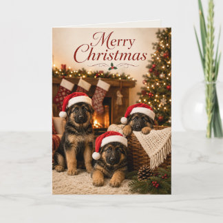 Carte Jolis chiots Berger Allemand Joyeux Noël