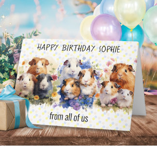 Carte Jolis cochons d'Inde Joyeux Anniversaire de la par