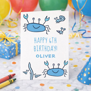 Carte Jolis crabes bleus Animaux marins Garçon Joyeux An