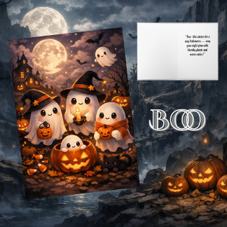 Carte Jolis fantômes esthétiques effrayants Halloween