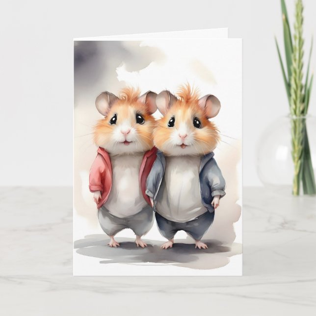 Carte Jolis hamsters vestes meilleurs amis amis portrait (Devant)