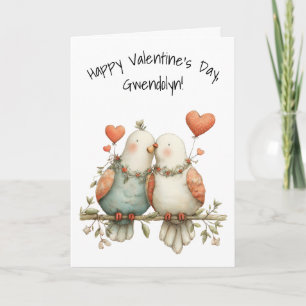Carte Jolis oiseaux d'amour avec coeurs Joyuse Saint-Val