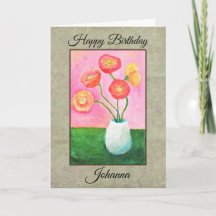 Jolis Pavots Nom Personnalisé & Texte Floral Anniv