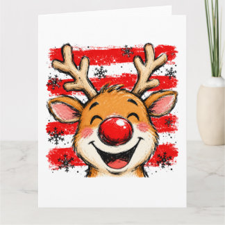 Carte Jolis rayures de Noël Renne
