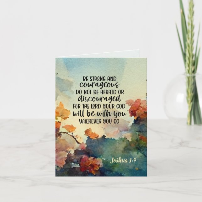 Carte Joshua 1:9 Soyez fort et courageux aquarelle (Devant)