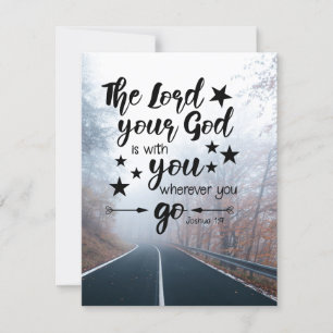 Carte Josué 1:9 Dieu est avec vous partout où vous allez