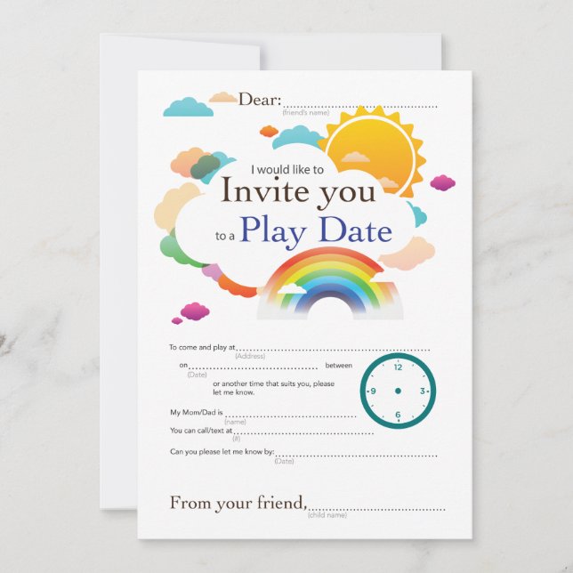 Carte Jouer des nuages de date Thèmes (Devant)