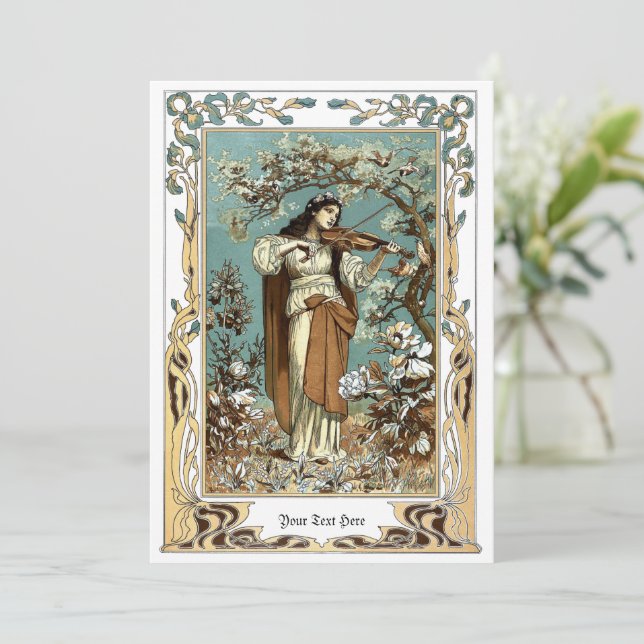 Carte Jouer du violon aux oiseaux à une fille de l'Art N (Debout devant)