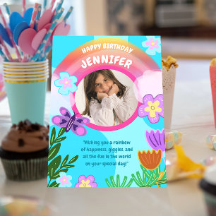 Carte Jouer Jardin Arc-en-ciel coloré Anniversaire