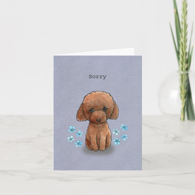 Carte Jouet Rouge mignon Poodle Doodle S'excuser Je suis (Devant)