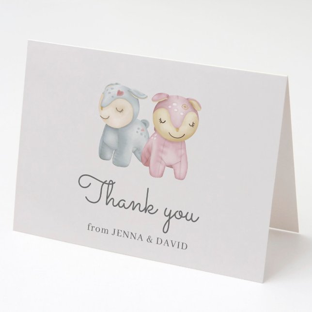 Carte Jouets Pastel Plush Baby shower Merci plié (Créateur téléchargé)
