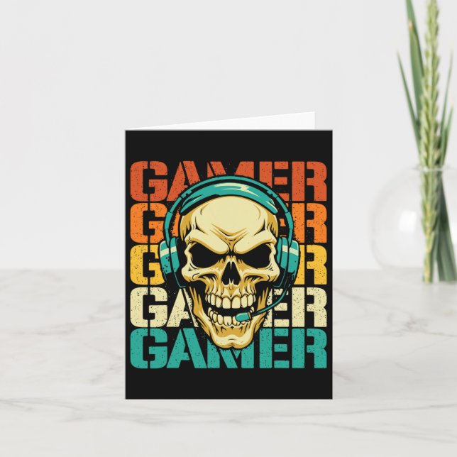 Carte Joueur - Amateur de jeux vidéo rétro crâne Console (Devant)