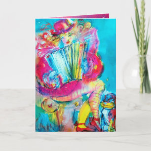 Carte JOUEUR D'ACCORDION DANS L'Aquarelle DE NUIT