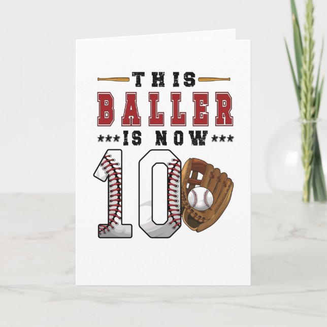 Carte Joueur de baseball 10e anniversaire 10 ans Garçon (Devant)