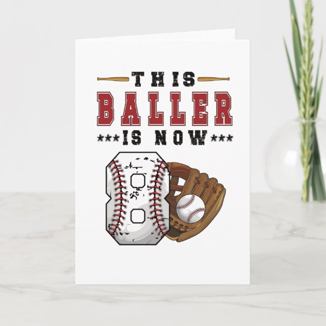 Carte Joueur de baseball cadeau 8e anniversaire Garçon 8 (Devant)