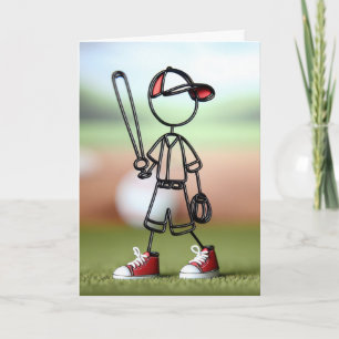 Carte Joueur de baseball en bonhomme bâton