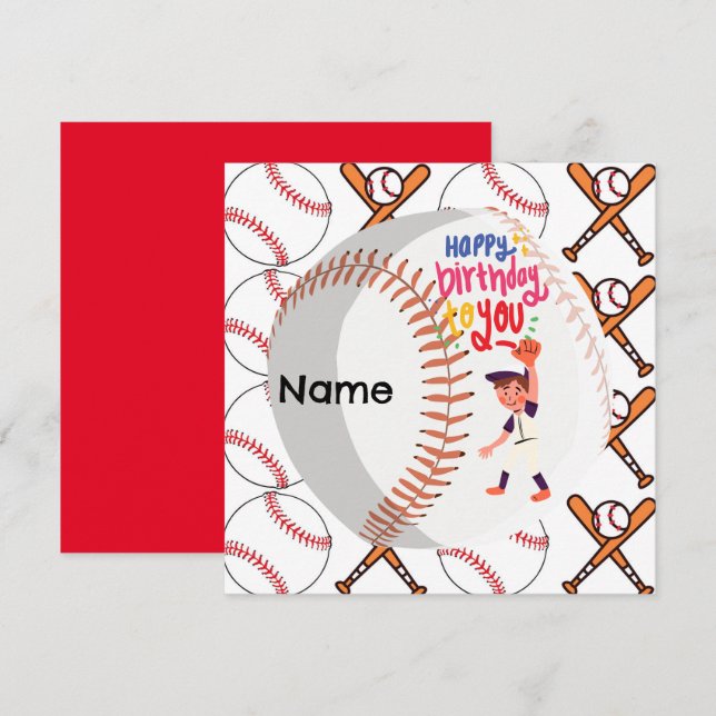Carte Joueur de baseball pour voeux d'anniversaire (Devant / Derrière)